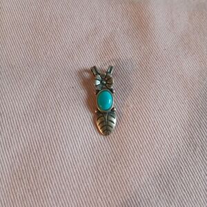 Turquoise Oval Sterling Silver Leaf Pendant Necklace